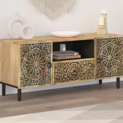 vidaXL Meuble TV 105x33x46 cm Bois massif de manguier