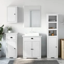 Ensembles De Meubles-vidaXL Meubles de salle de bain 4 pcs BODO bois de pin massif Blanc