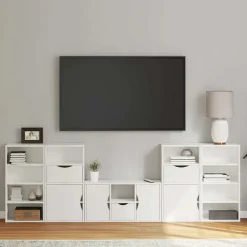 Meubles Tv-vidaXL Meubles TV 5 pcs avec rangement ODDA bois de pin massif Blanc