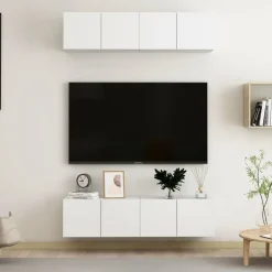 Meubles Tv-vidaXL Meubles TV 4 pcs 60x30x30 cm Aggloméré Blanc