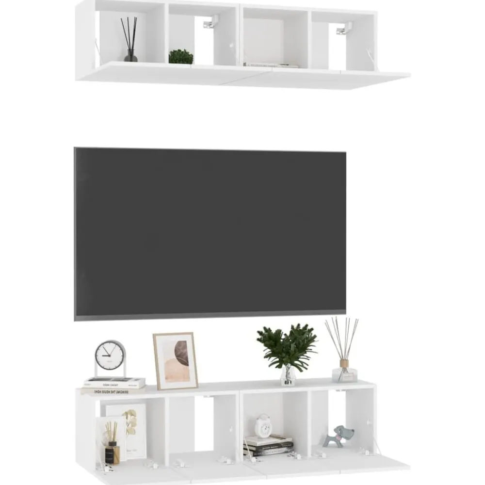 Meubles Tv-vidaXL Meubles TV 4 pcs 60x30x30 cm Aggloméré Blanc