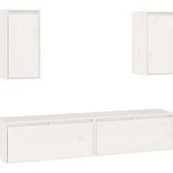 Meubles Tv-vidaXL Meubles TV 4 pcs Bois massif de pin Blanc