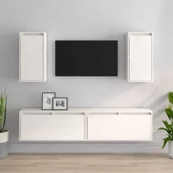 Meubles Tv-vidaXL Meubles TV 4 pcs Bois massif de pin Blanc