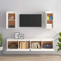 Meubles Tv-vidaXL Meubles TV 4 pcs Bois massif de pin Blanc