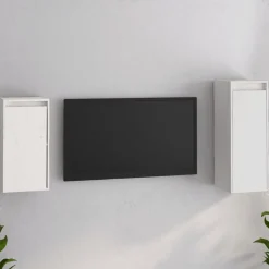 Meubles Tv-vidaXL Meubles TV 2 pcs Bois massif de pin Blanc