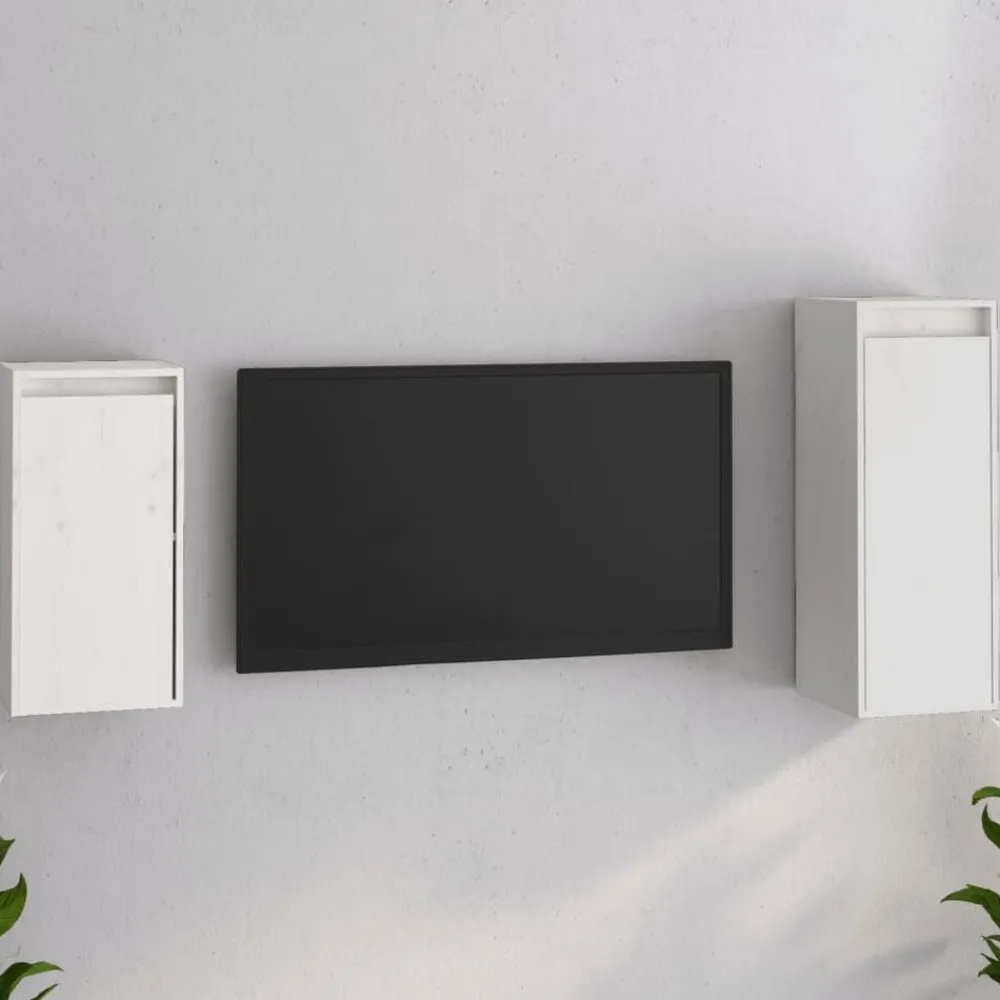 Meubles Tv-vidaXL Meubles TV 2 pcs Bois massif de pin Blanc
