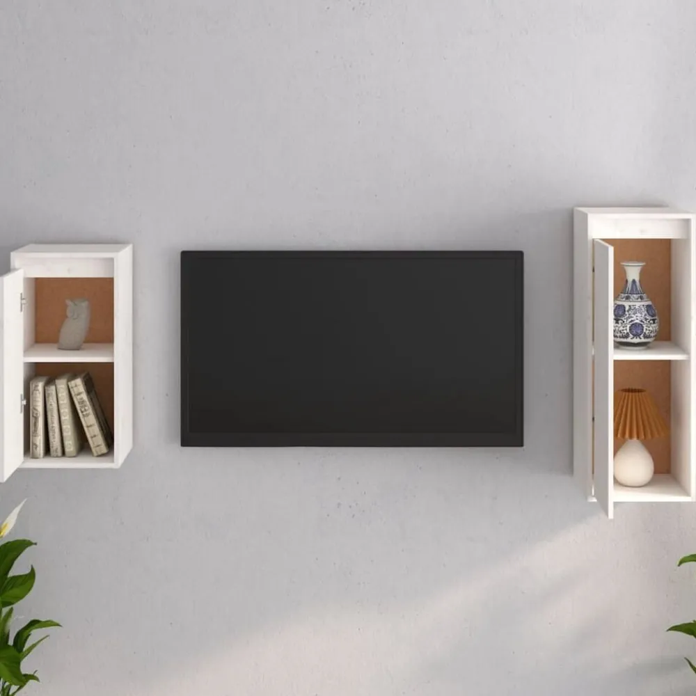 Meubles Tv-vidaXL Meubles TV 2 pcs Bois massif de pin Blanc