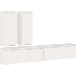 Meubles Tv-vidaXL Meubles TV 4 pcs Bois massif de pin Blanc
