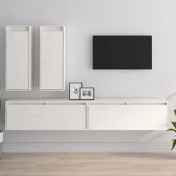 Meubles Tv-vidaXL Meubles TV 4 pcs Bois massif de pin Blanc