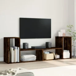 Meubles Tv-vidaXL Meubles TV 2 pcs chêne fumé 75x30x50 cm bois d'ingénierie Chêne fumé