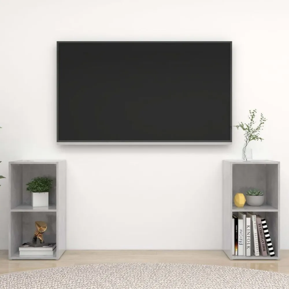 Meubles Tv-vidaXL Meubles TV 2 pcs 72x35x36,5 cm Bois d'ingénierie Gris béton