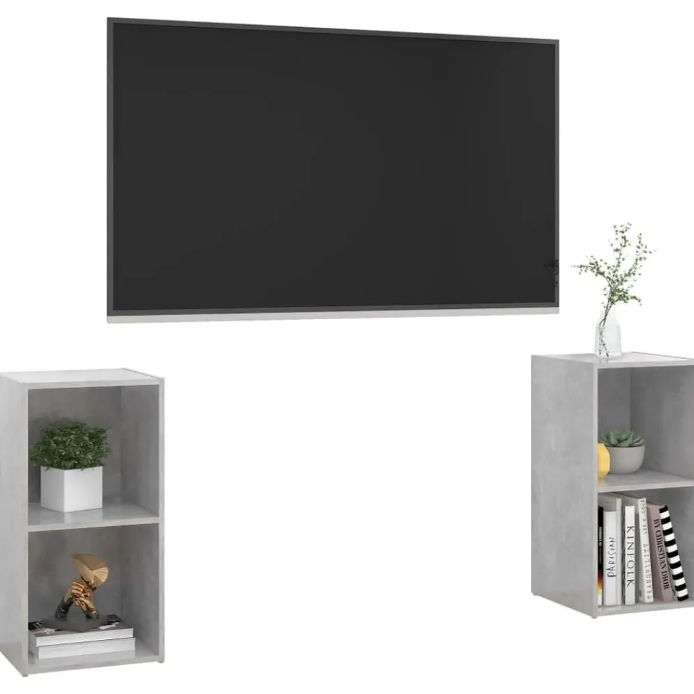 Meubles Tv-vidaXL Meubles TV 2 pcs 72x35x36,5 cm Bois d'ingénierie Gris béton