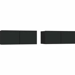 Meubles Tv-vidaXL Meubles TV 2 pcs 80x30x30 cm Bois d'ingénierie Noir