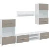 vidaXL Meubles TV avec lumière LED 5 pcs gris pierre bois d'ingénierie