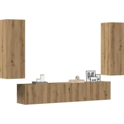 Meubles Tv-vidaXL Meubles TV muraux 4 pcs chêne artisanal bois d'ingénierie ch&ecirc;ne artisanal