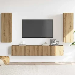 Meubles Tv-vidaXL Meubles TV muraux 4 pcs chêne artisanal bois d'ingénierie ch&ecirc;ne artisanal