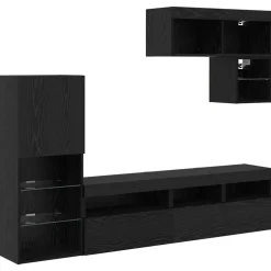 vidaXL Meubles TV muraux 6 pcs Chêne noir Bois d'ingénierie