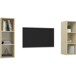 Meubles Tv-vidaXL Meubles TV muraux 2 pcs Chêne sonoma Bois d'ingénierie Ch&ecirc;ne sonoma