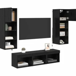 vidaXL Meubles TV muraux 5 pcs Chêne noir Bois d'ingénierie