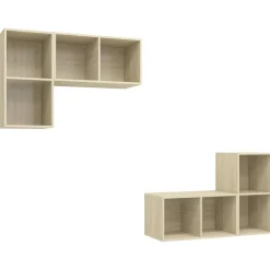 vidaXL Meubles TV muraux 4 pcs Chêne sonoma Bois d'ingénierie