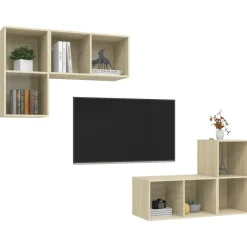 vidaXL Meubles TV muraux 4 pcs Chêne sonoma Bois d'ingénierie