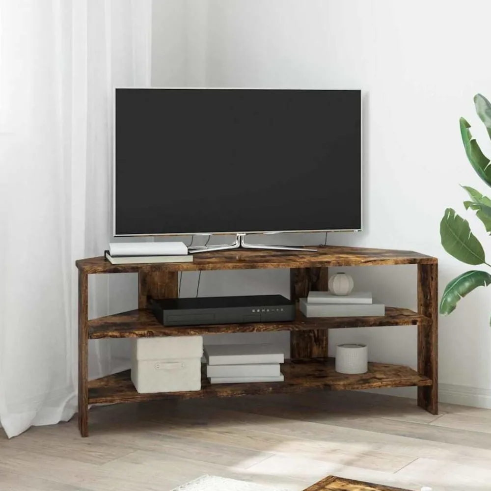 vidaXL MeubleTVd'Angle Chêne fumé 102x40,5x45cm Bois d'ingénierie