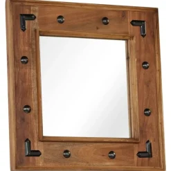 vidaXL Miroir Bois d'acacia massif 50 x 50 cm