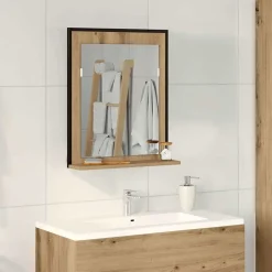 vidaXL Miroir chêne artisanal 50 x 12 x 60 cm Verre et Bois Ingénierie
