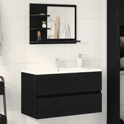 vidaXL Miroir de salle de bain chêne noir 60x10,5x45cm bois ingénierie