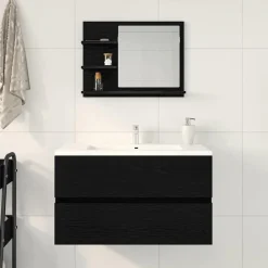 vidaXL Miroir de salle de bain chêne noir 60x10,5x45cm bois ingénierie