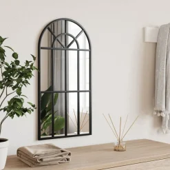 vidaXL Miroir mural noir 30x60 cm arche fer