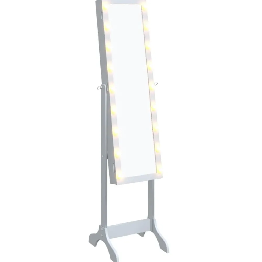 Décorations-vidaXL Miroir sur pied avec LED 34x37x146 cm Blanc