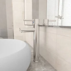 vidaXL Mitigeur de salle de bain Nickel 12x30 cm