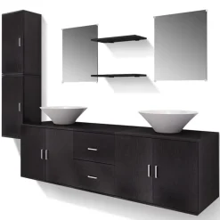 vidaXL Mobilier de salle de bain avec lavabo 9 pcs