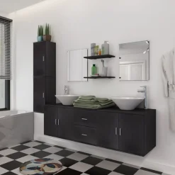 vidaXL Mobilier de salle de bain avec lavabo 9 pcs