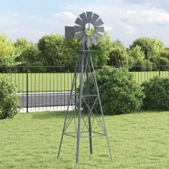 Consommables De Construction-vidaXL Moulin à vent Gris 84 x 68 x 245 cm Fer