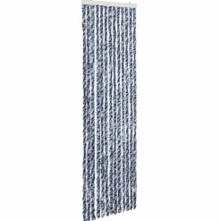 Décorations-vidaXL Moustiquaire Bleu blanc et argenté 56x185 cm Chenille Bleu et blanc