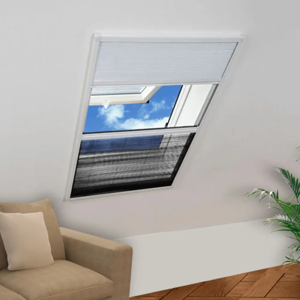 Décorations-vidaXL Moustiquaire plissée pour fenêtre et store Aluminium 60 x 80 cm Blanc