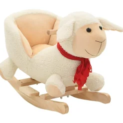 Jouets-vidaXL Mouton à bascule avec dossier Peluche 60x32x50 cm Blanc