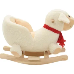 Jouets-vidaXL Mouton à bascule avec dossier Peluche 60x32x50 cm Blanc