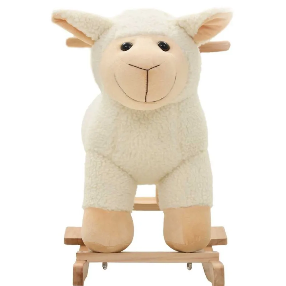 vidaXL Mouton à bascule Peluche 78x34x58 cm Blanc