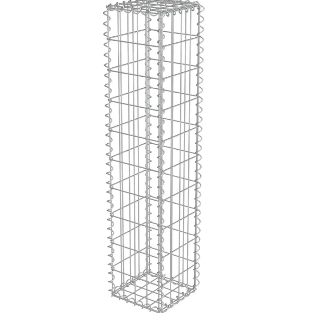 vidaXL Mur à gabion avec couvercles Acier galvanisé 20x20x100 cm