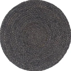 Linge-vidaXL Napperons 4 pcs Plain 38 cm Rond Jute Gris foncé