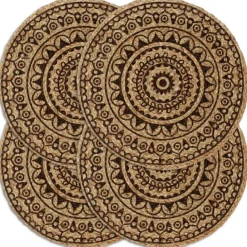 vidaXL Napperons 4 pcs 38 cm Rond Jute