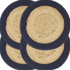 vidaXL Napperons 4 pcs Naturel et 38 cm Jute et coton