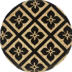 Linge-vidaXL Napperons 4 pcs 38 cm Rond Jute Noir