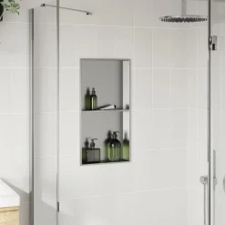 Plomberie-vidaXL Niche de douche argenté brossé 32x62x9 cm acier inoxydable