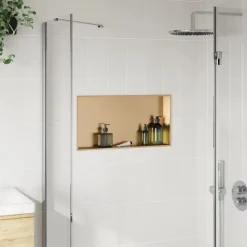 Plomberie-vidaXL Niche de douche doré brossé 62x32x9 cm acier inoxydable