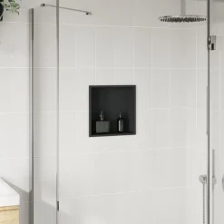 Plomberie-vidaXL Niche de douche noir mat 32x32x9 cm acier inoxydable