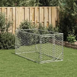 vidaXL Niche d'extérieur pour chien avec porte, 2 x 1 x 1 m, acier galvanisé